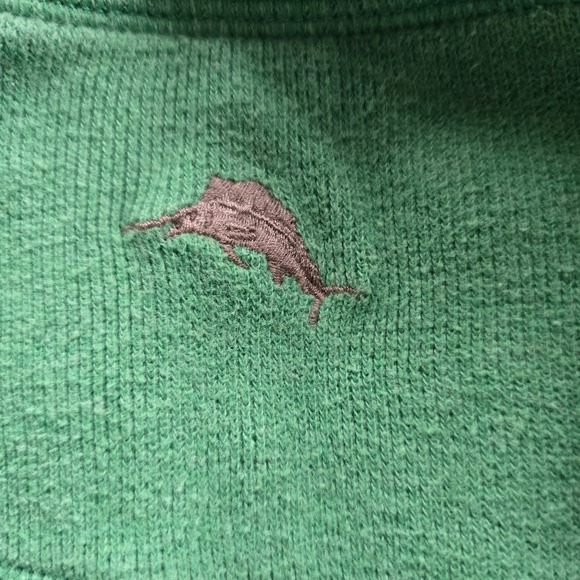Tommy Bahama Quarter Zip Sweater Green Cotton Men's XXL Pullover Comfort Casual - Picture 11 of 12
